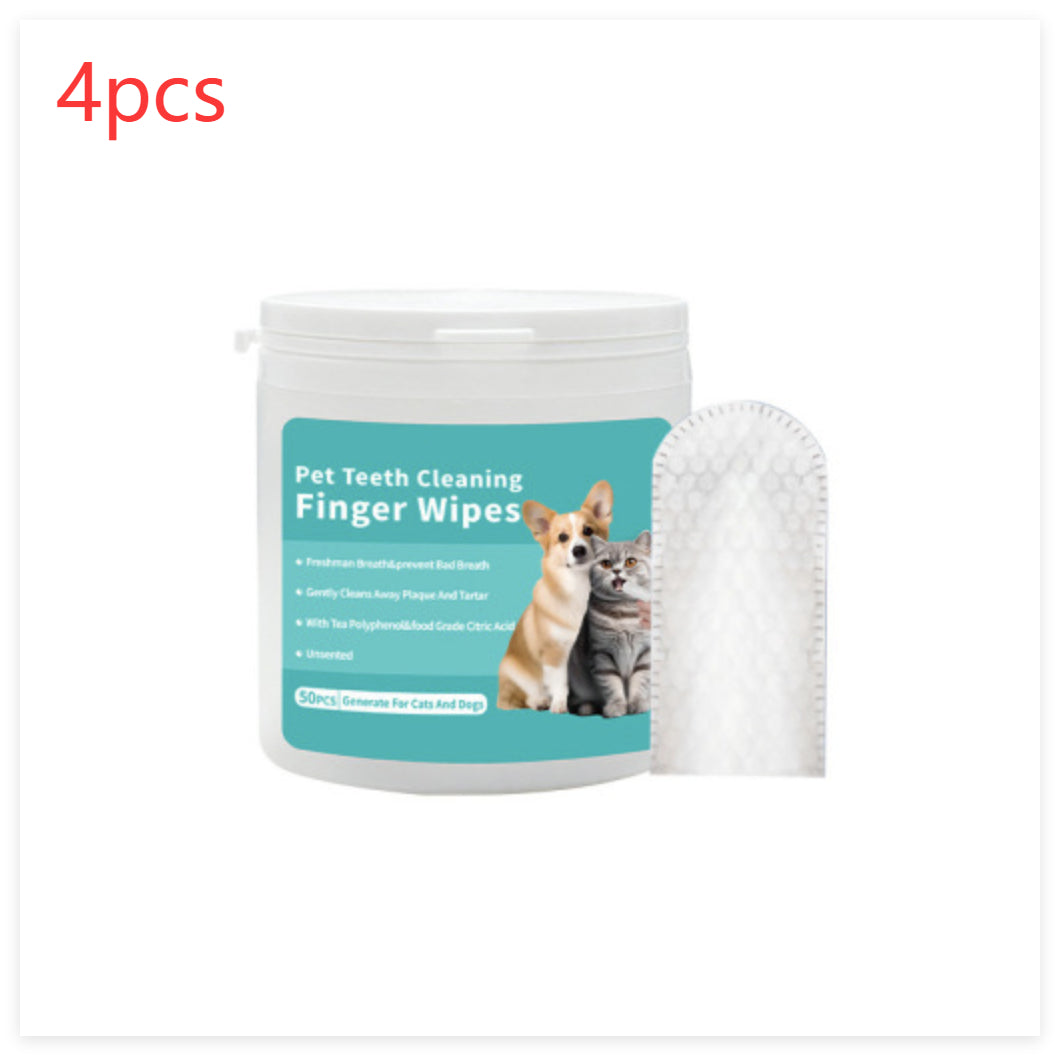 Pet Cleaning Wipes & Finger Toothbrush Set – Ear & Teeth Care