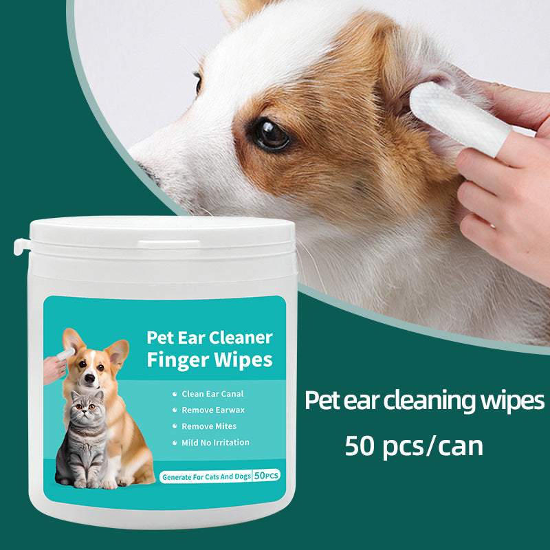Pet Cleaning Wipes & Finger Toothbrush Set – Ear & Teeth Care