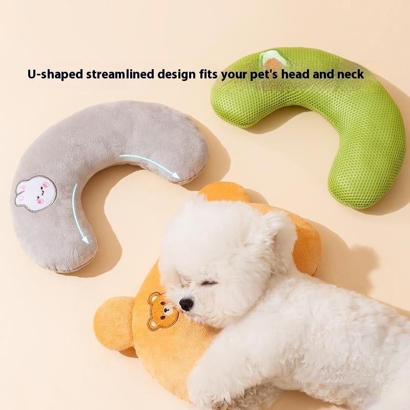 U-Shaped Calming Pet Pillow – Soft Support Toy for Dogs & Cats