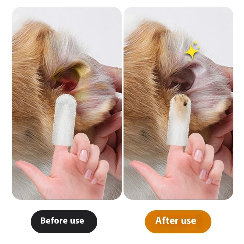 Pet Cleaning Wipes & Finger Toothbrush Set – Ear & Teeth Care