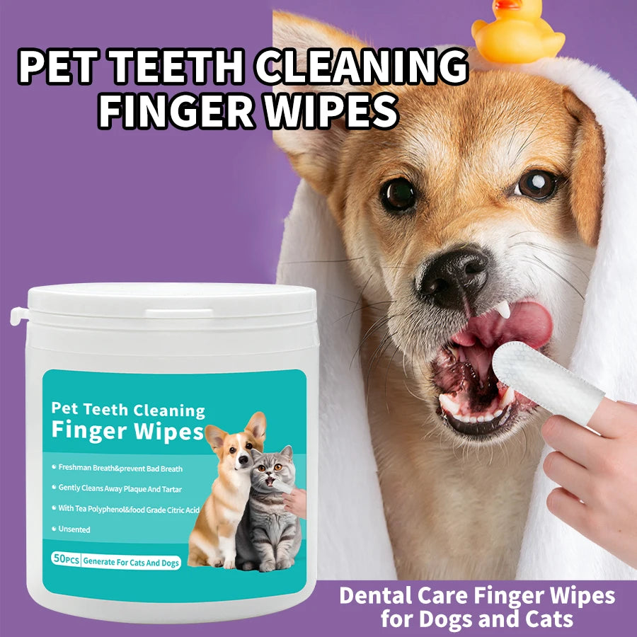 Pet Cleaning Wipes & Finger Toothbrush Set – Ear & Teeth Care