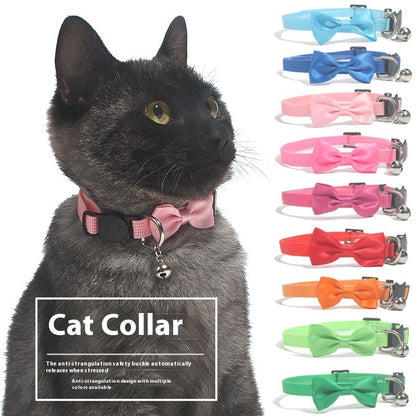 Adjustable Cat Collar with Bell – Soft & Safe Bow Design