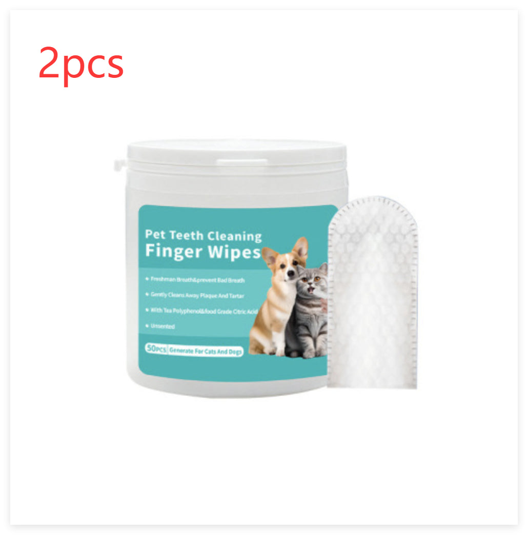 Pet Cleaning Wipes & Finger Toothbrush Set – Ear & Teeth Care